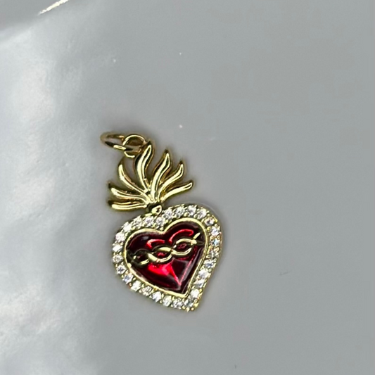 Heart Fire Flame Charm