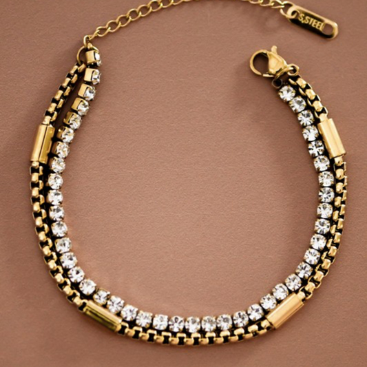 Chain and Rhinestone Bracelet