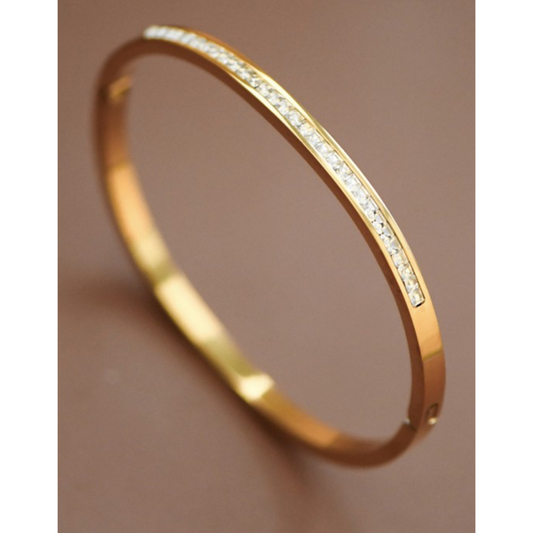 Gold Zirconia Bangle Bracelet