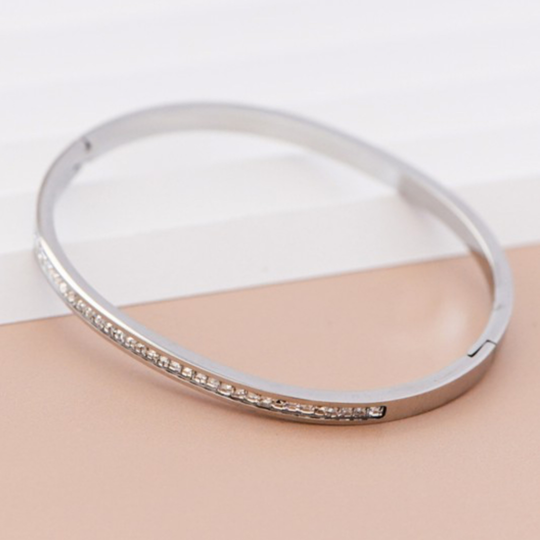 Gold Zirconia Bangle Bracelet